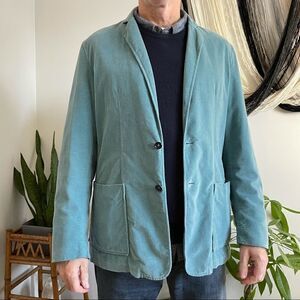 JIL SANDER Relaxed fit, soft robin's-egg-blue cotton velvet blazer Size: EU 52